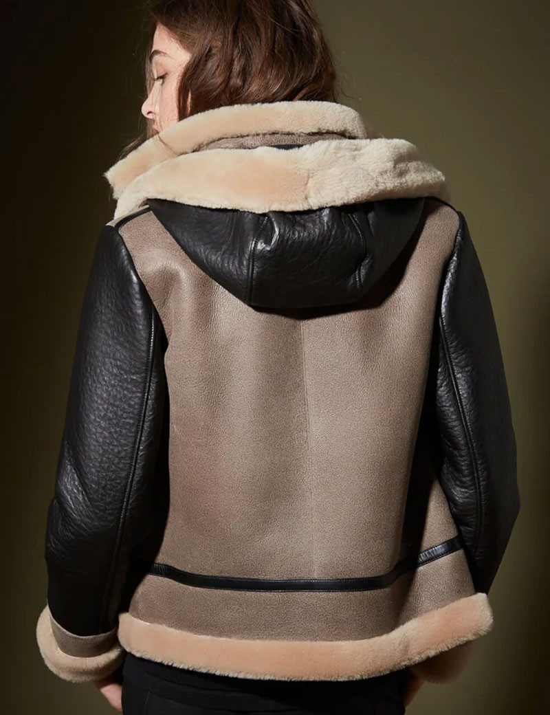 VENTCOUVERT BOMBARDIER À CAPUCHE FEMME MERINO AMAZONE CAMEL