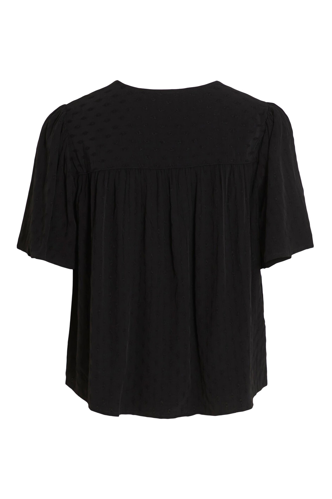 Blusa de cetim de manga curta - Preta