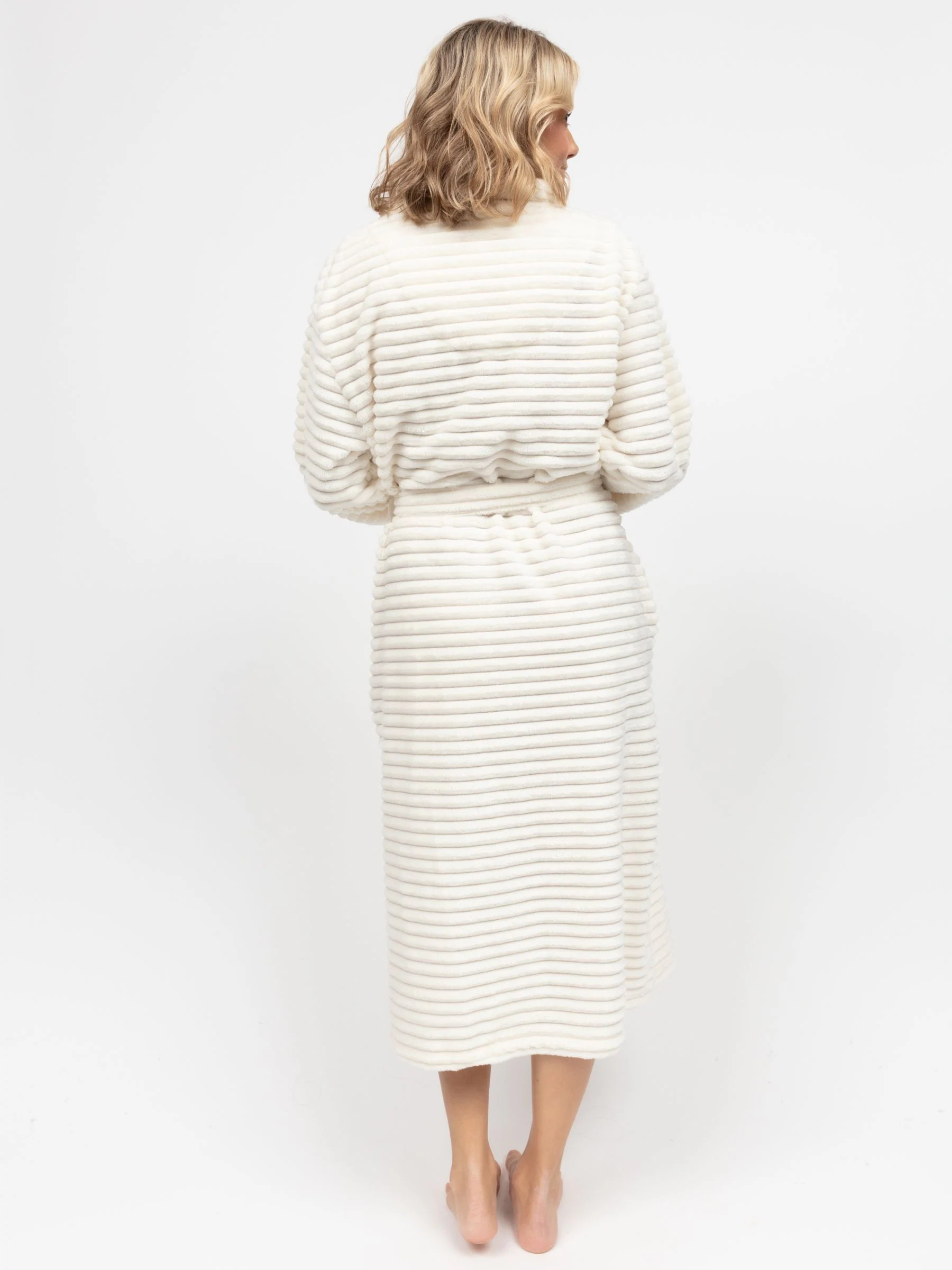 Crème - Cyberjammies Striped Sealskin Fleecy Dressing Gown
