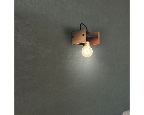 Calandra 1-lichts wandlamp, licht hout/zwart