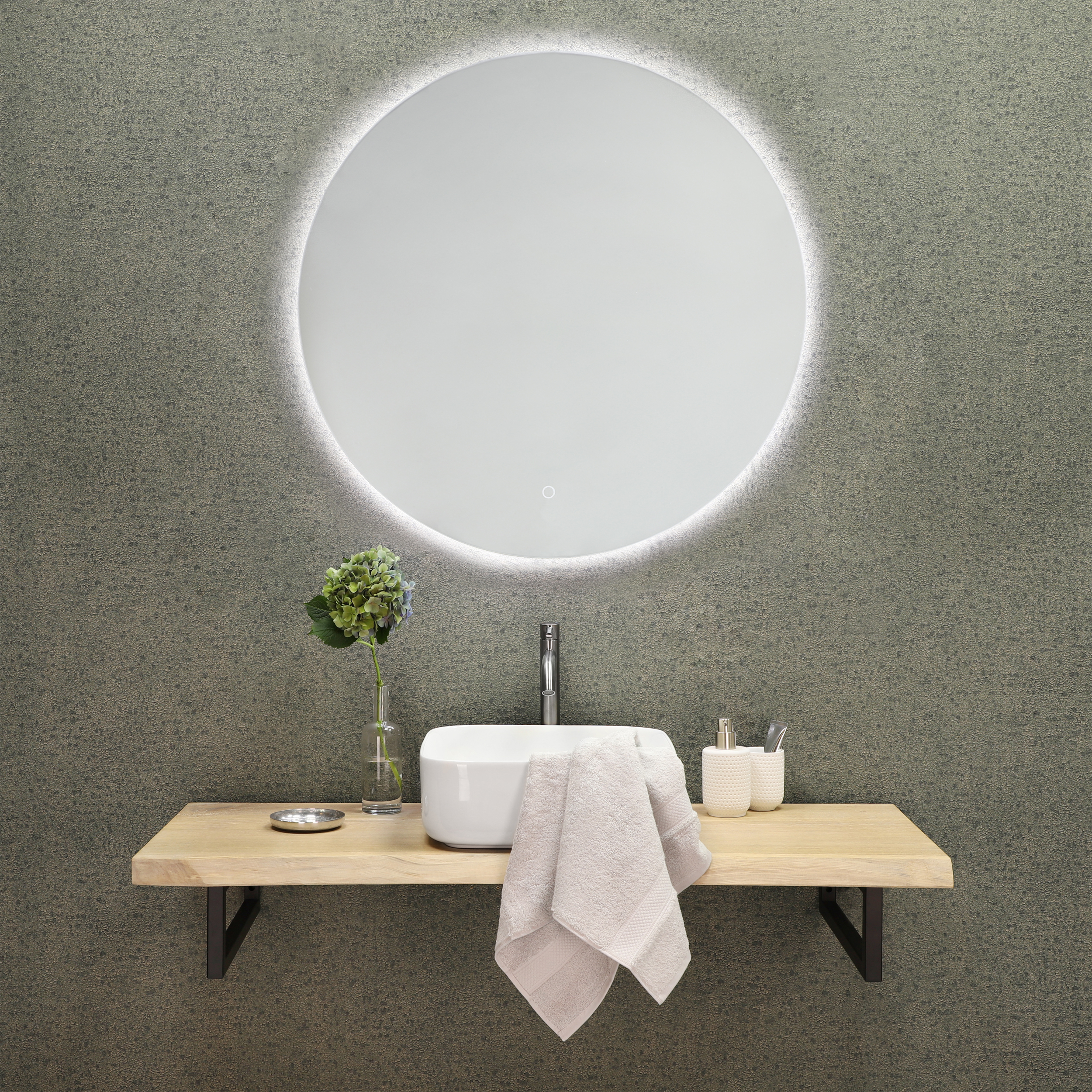 Differnz Guido opbouw wastafel 39x39cm keramiek wit