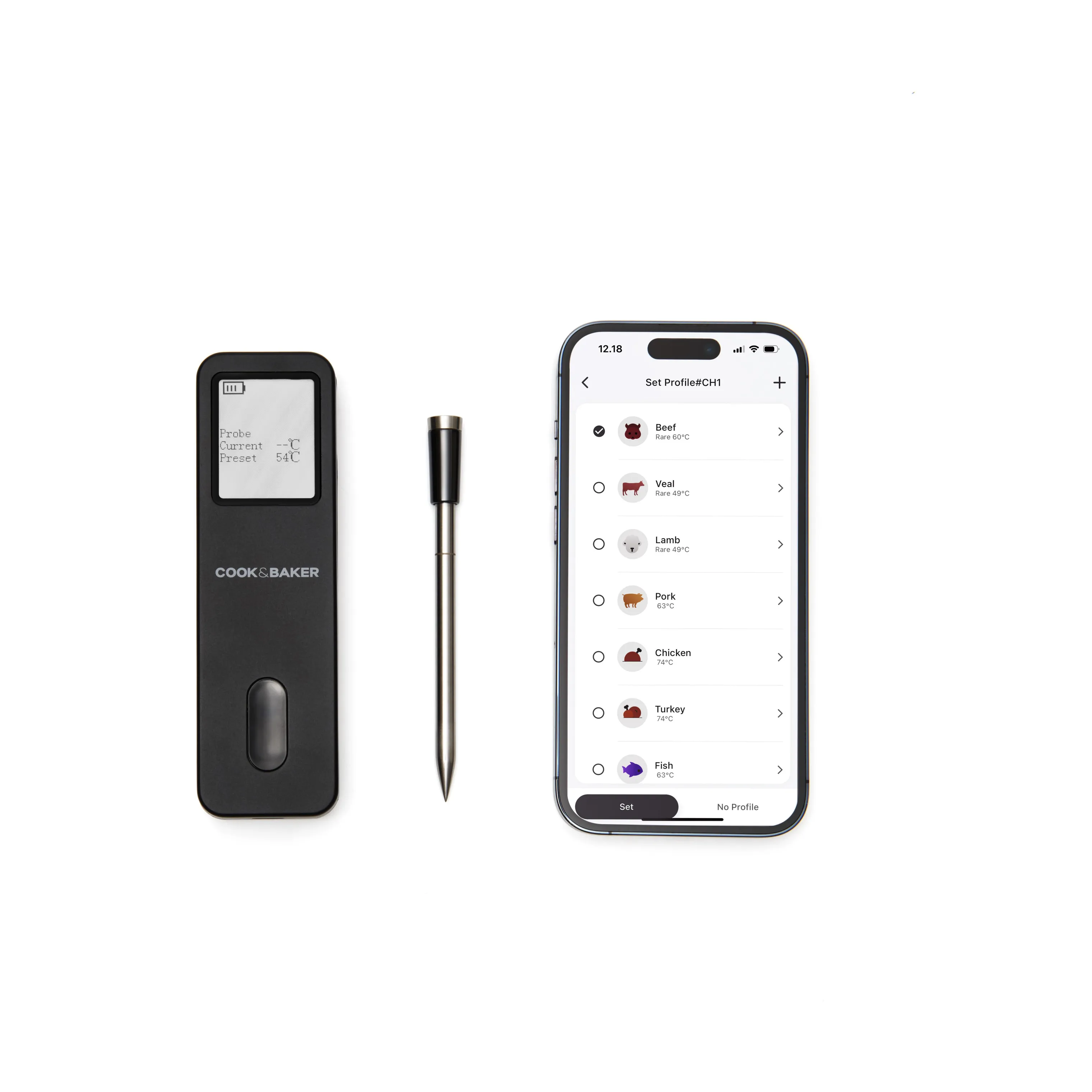 Cook & Baker Trådløst Stegetermometer
