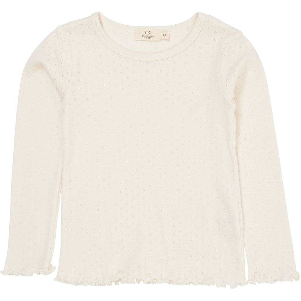 Køb COPENHAGEN COLORS Cream Summer Pointelle Ls Bluse