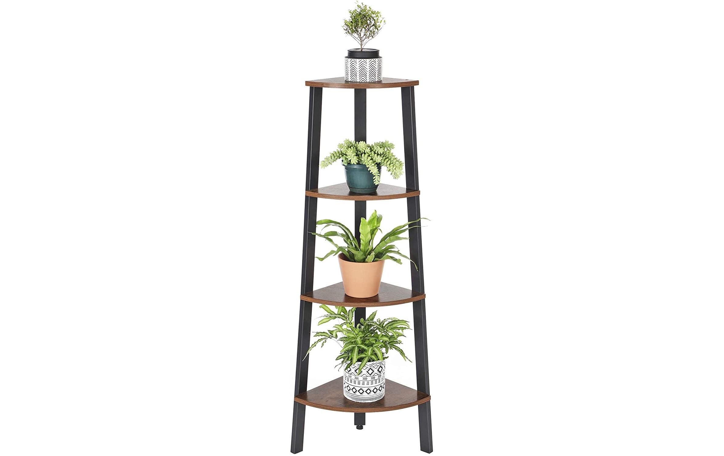 Regal mit 4 Ebenen 34 x 125 cm, Braun/SchwarzPlatzsparendes Eckregal im Industrial Look