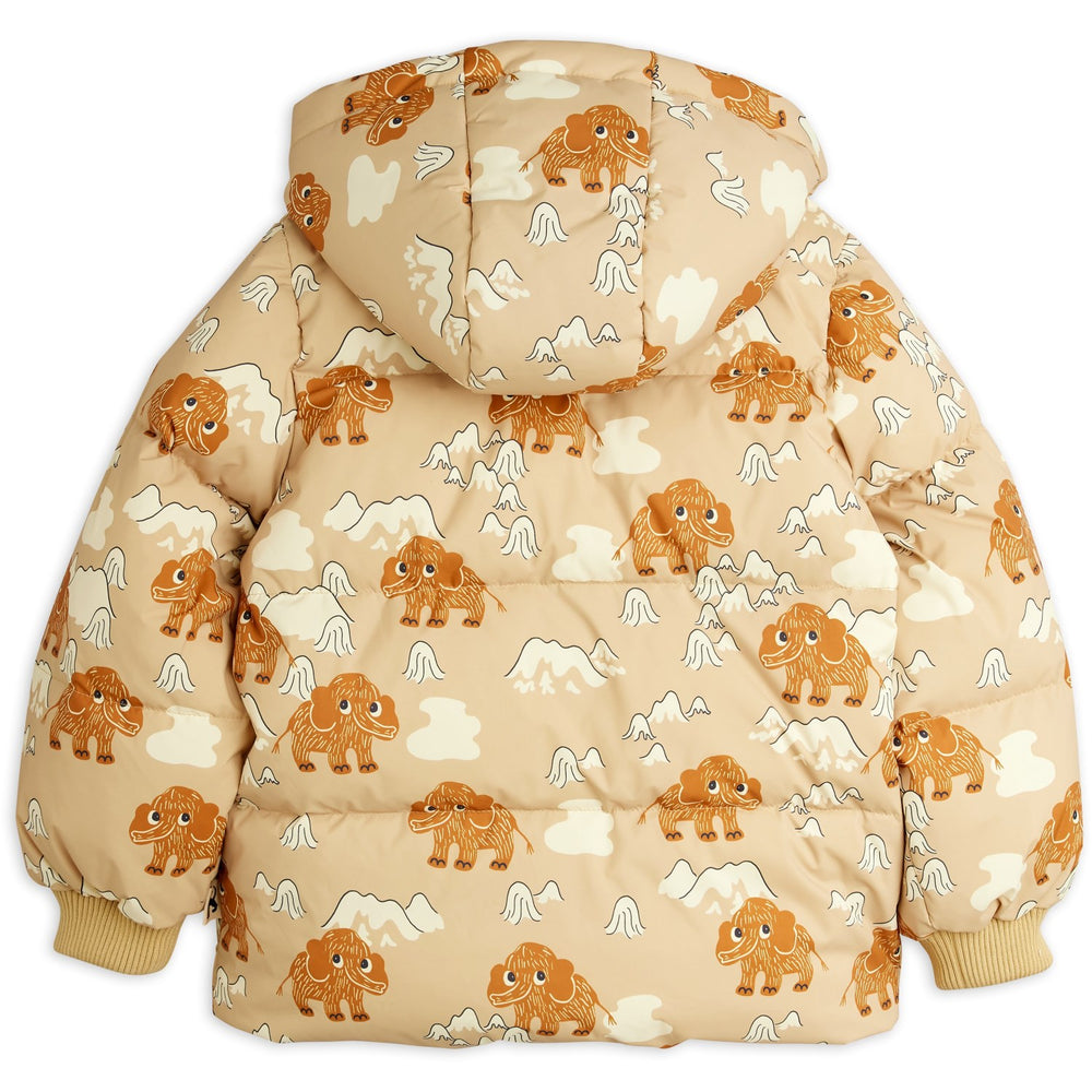 Køb Mini Rodini Beige Mammoths AOP Hooded Puffer