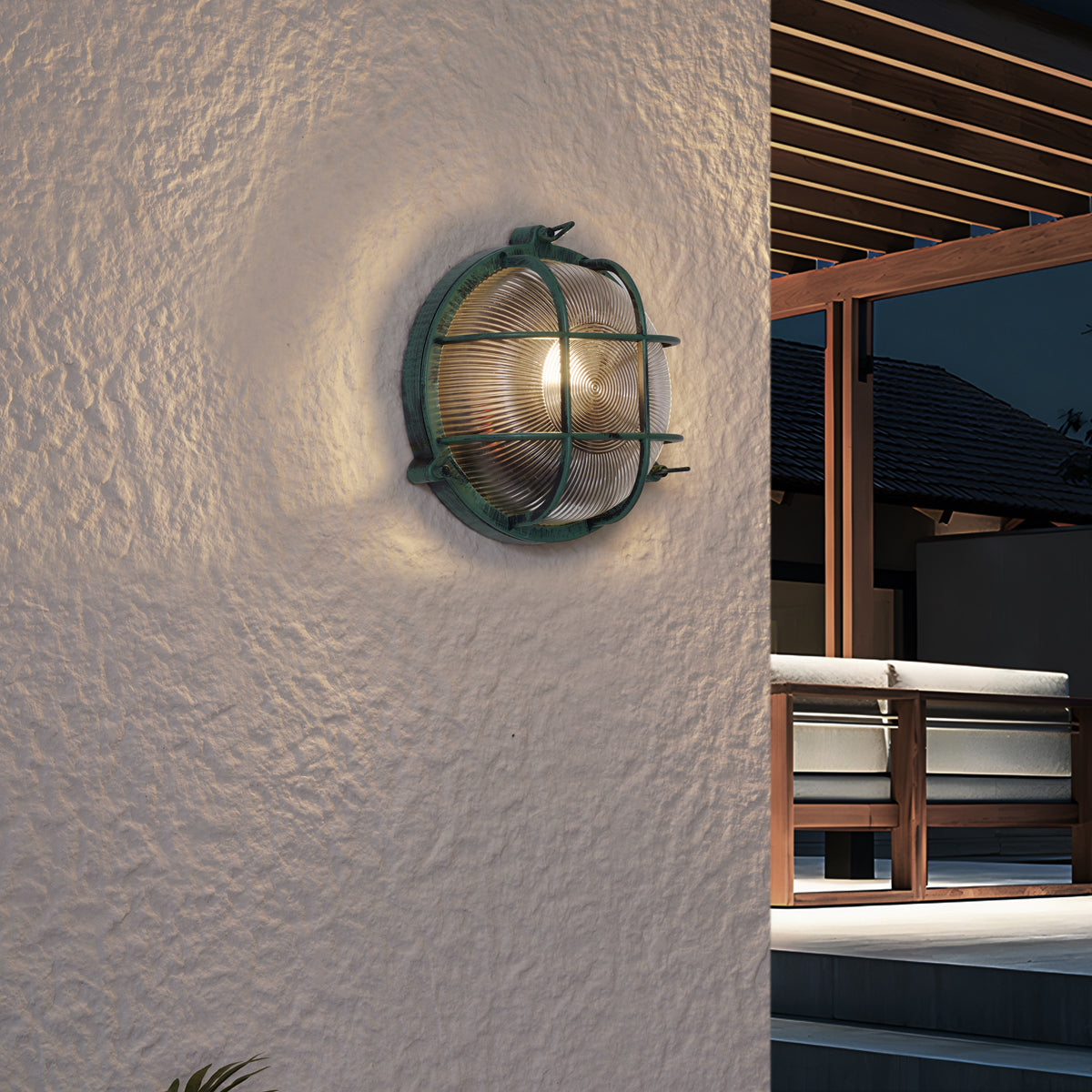 QAZQA Buiten wandlamp groen rond IP44 - Noutica