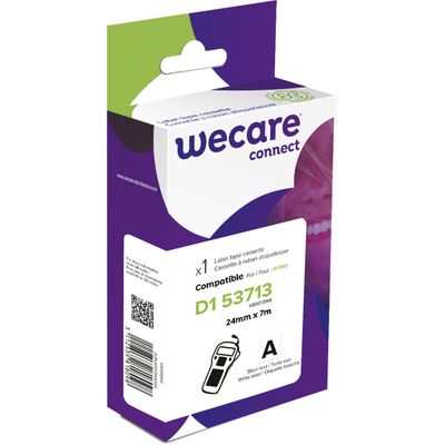 WECARE - Ruban d'étiquettes auto-adhésives pour DYMO - D1 53713 - 1 rouleau (24 mm x 7 m) - fond blanc écriture noire