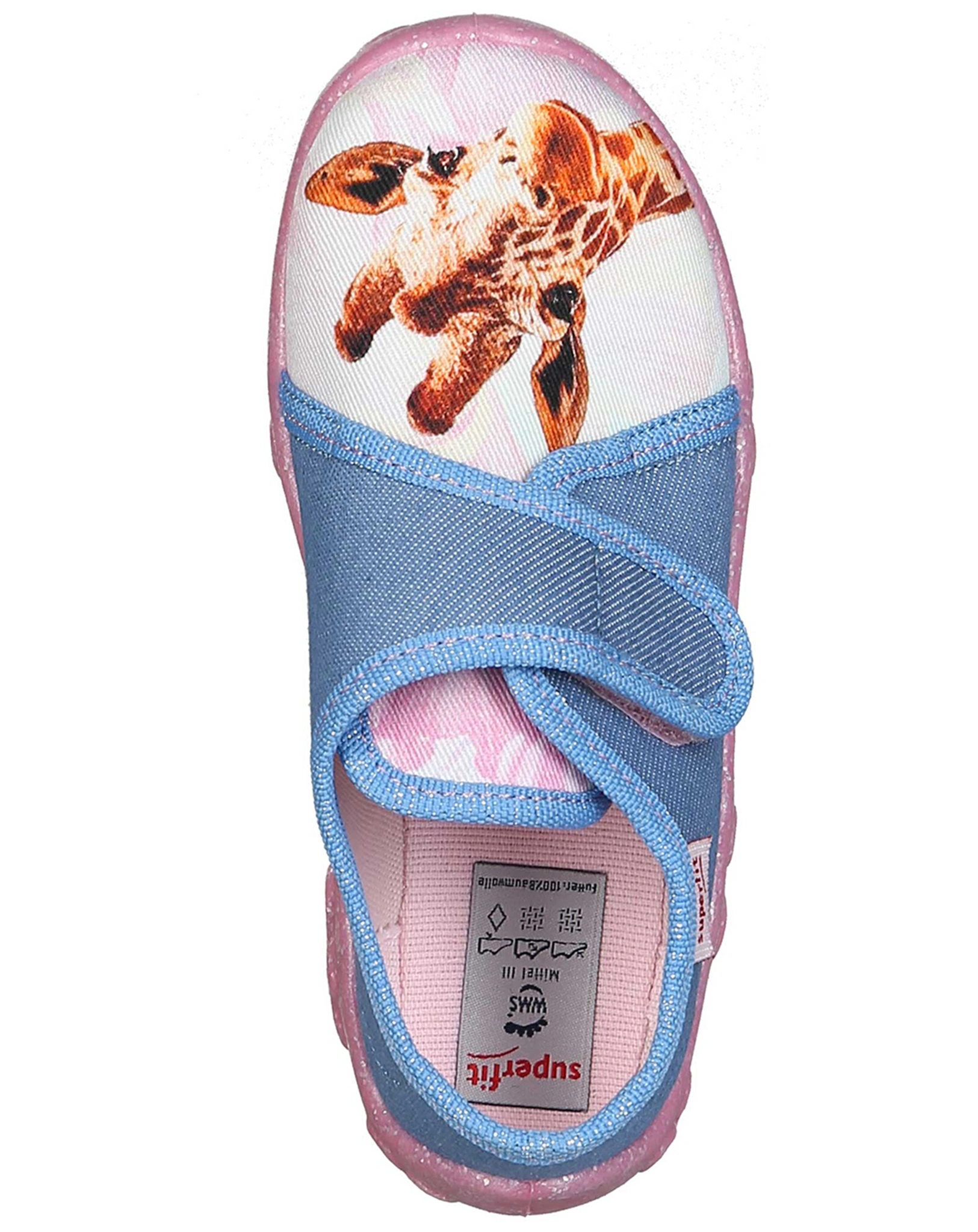 Klett-Hausschuhe GIRAFFE in hellblau/pink