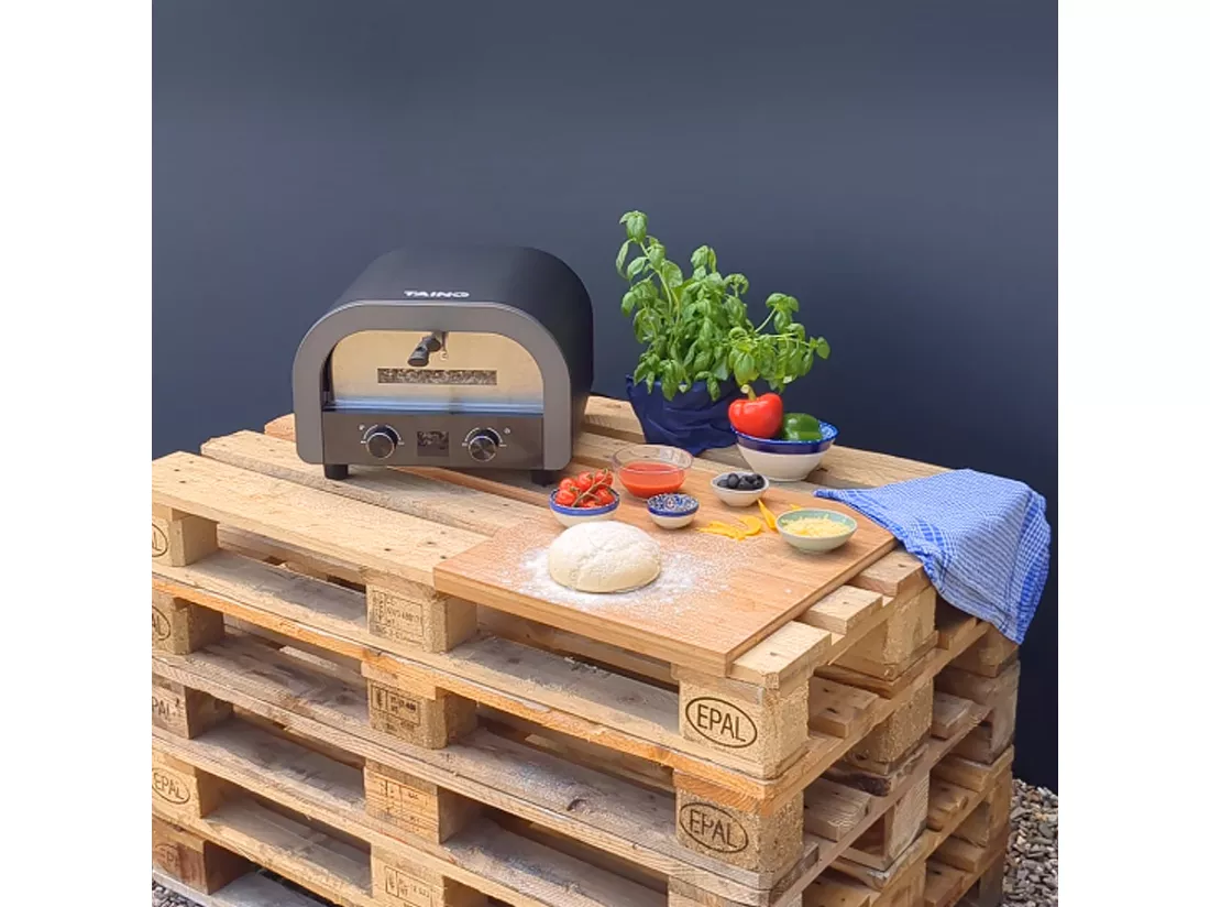 Four à pizza électrique noir 2200W four grill 1 chambre avec vitre pierre à pizza