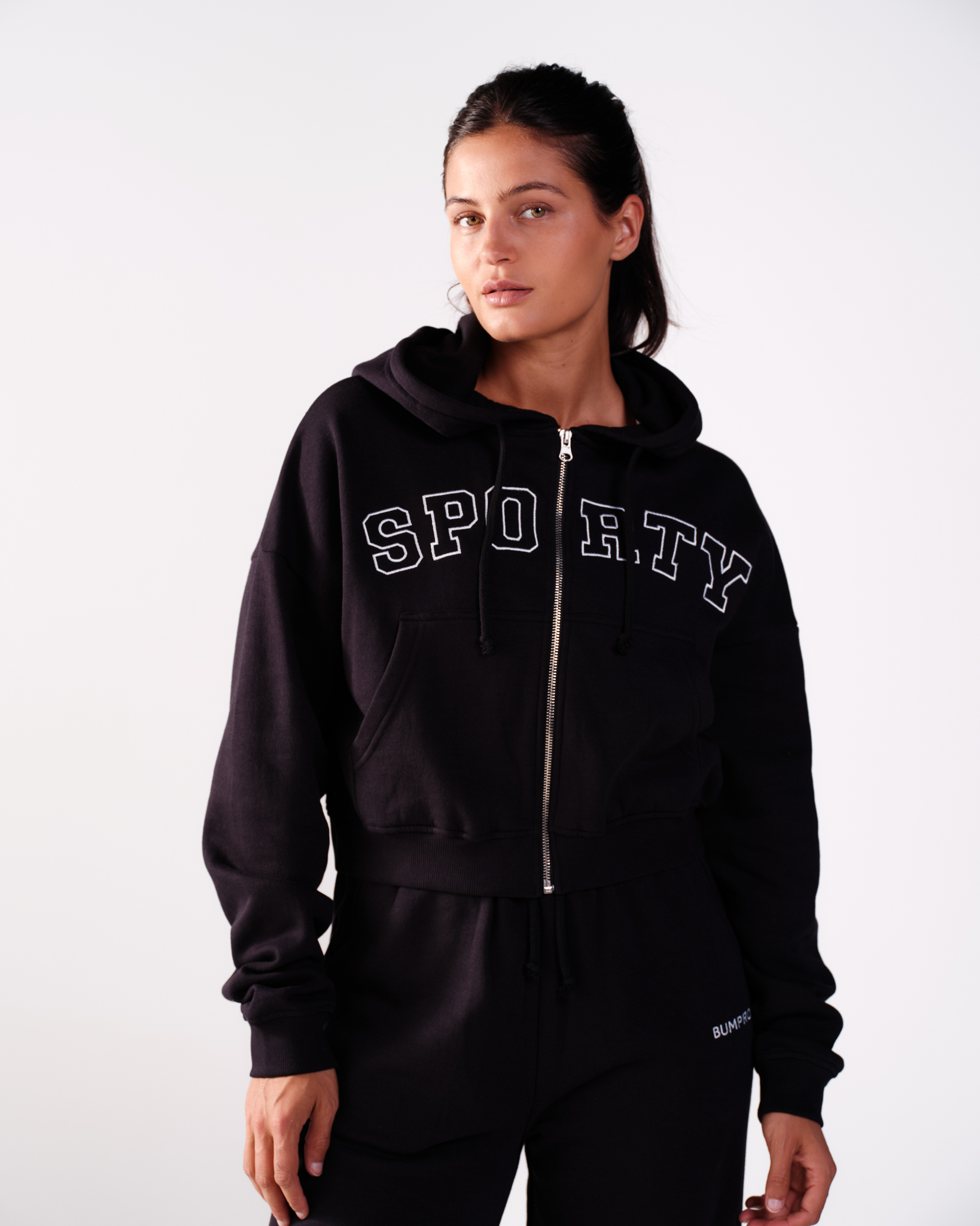 Bumpro Cropped Zip Hoodie Black\Sporty