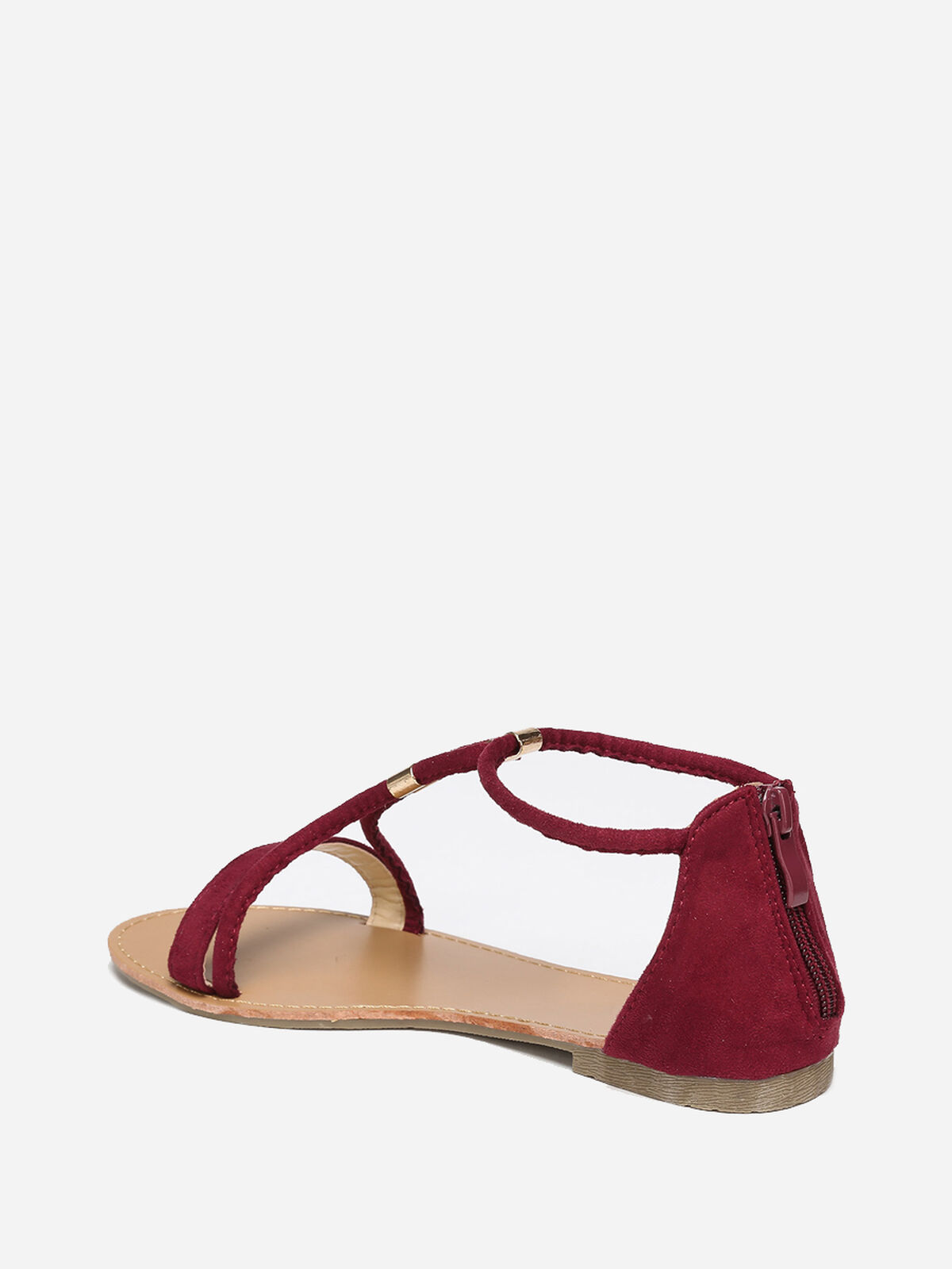 Sandales à brides détails métallisés- Bordeaux