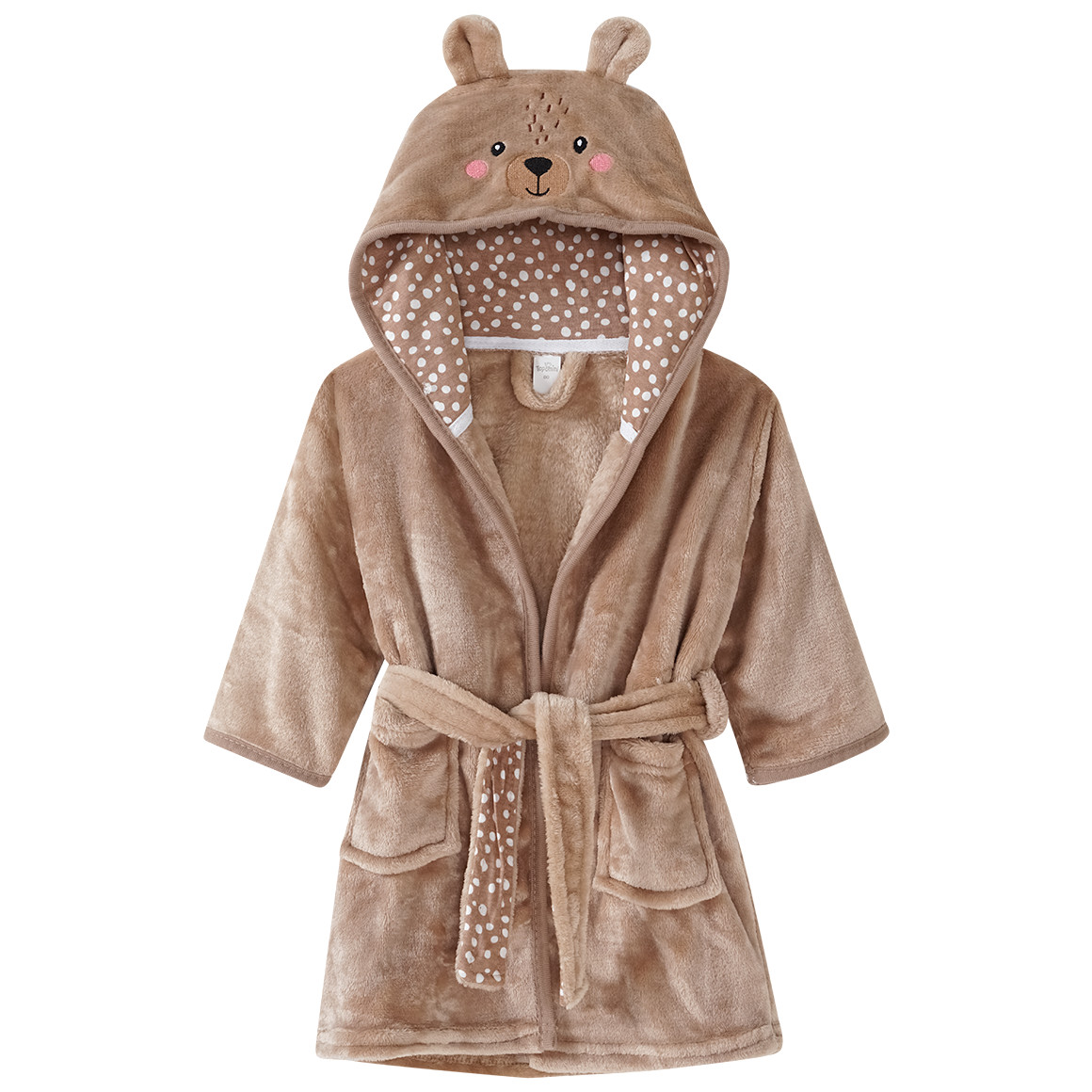 Topomini Baby Bademantel mit Bärchen-Applikation braun