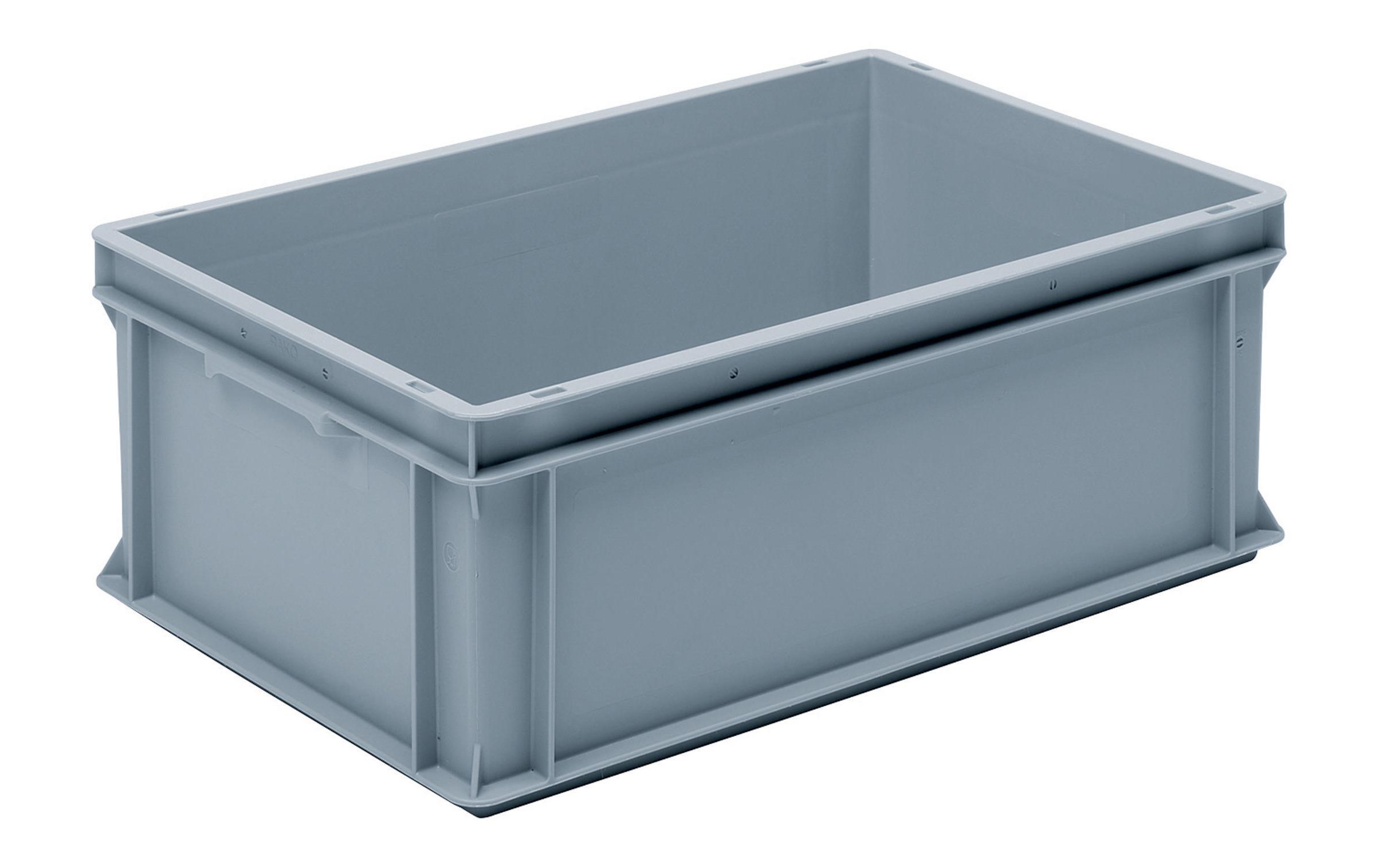 Stapelbehälter RAKO 600x400x220 GrauStapelbox mit Muschelgriffen, 1 Stück, grau