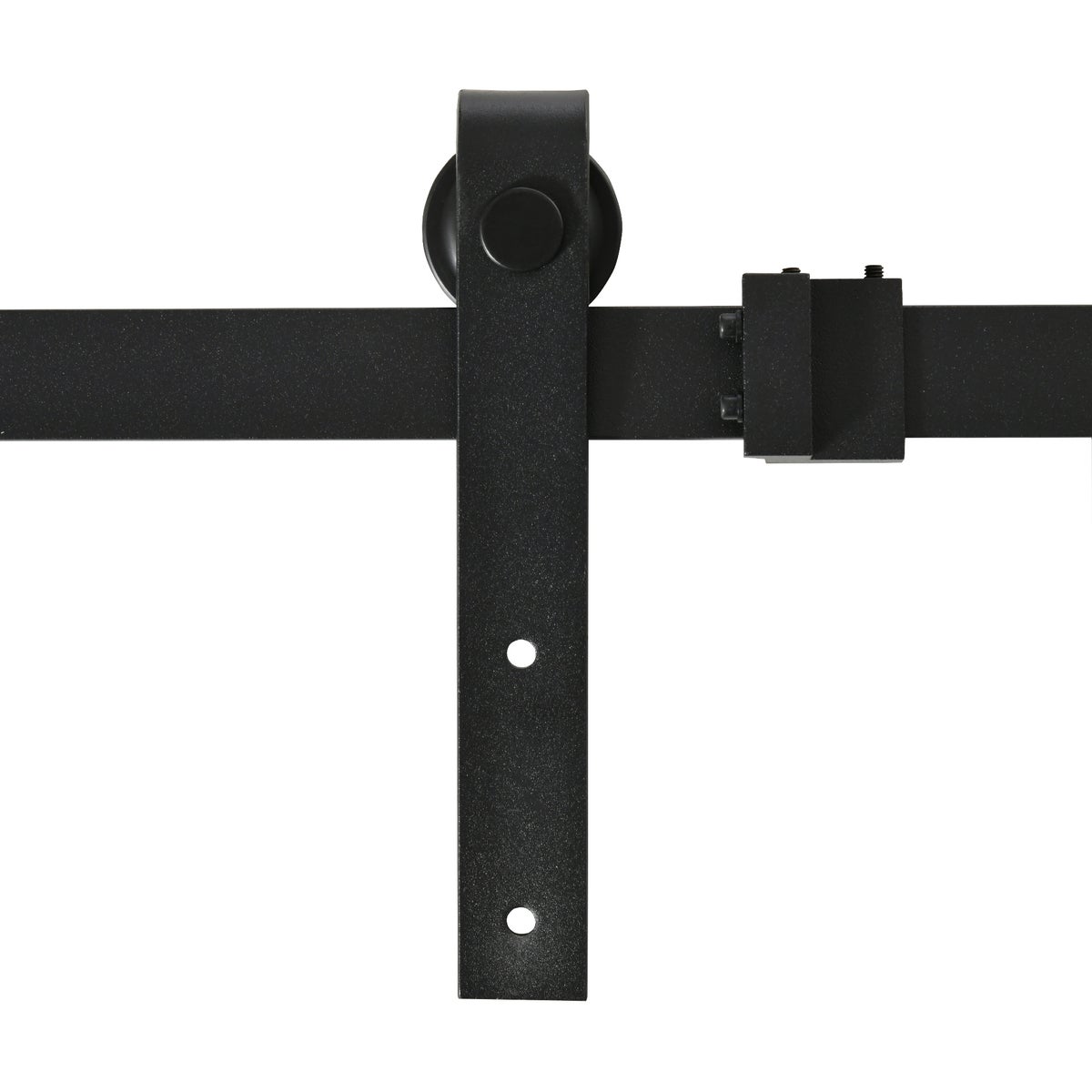 HOMCOM Schuifdeursysteem Rail Schuifdeurbeslag voor dubbele houten deuren Accessoires Koolstofstaal Zwart 200 x 0,6 x 18 cm