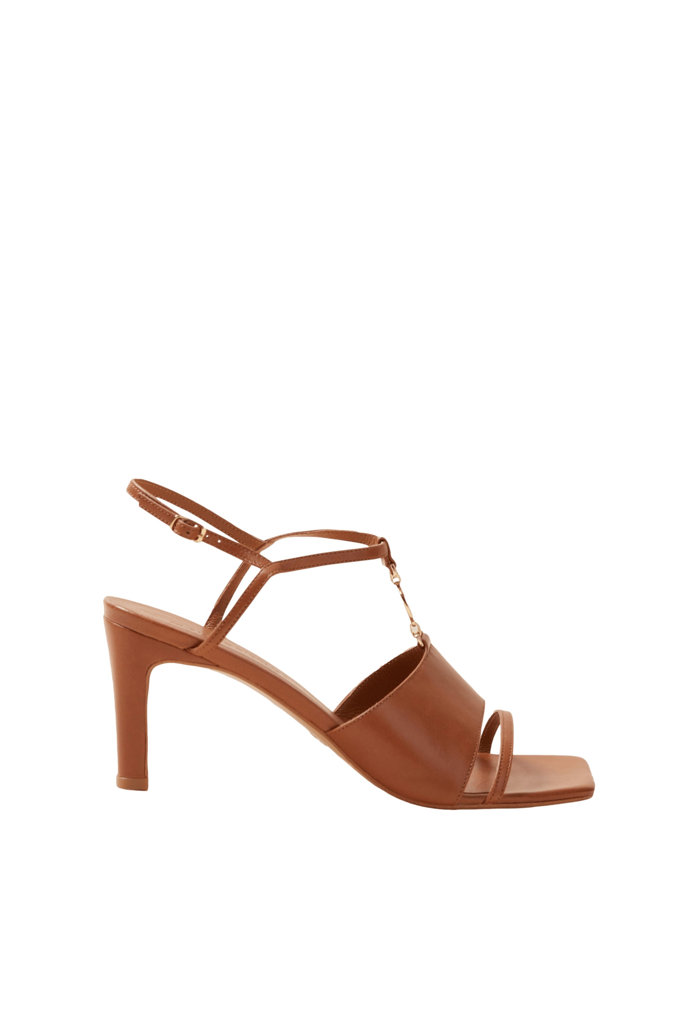 Sandales hautes en cuir lisse | Marron
