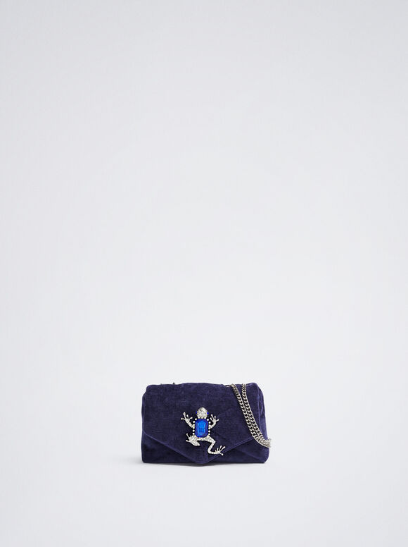 Bolsa de veludo com pingente - Azul