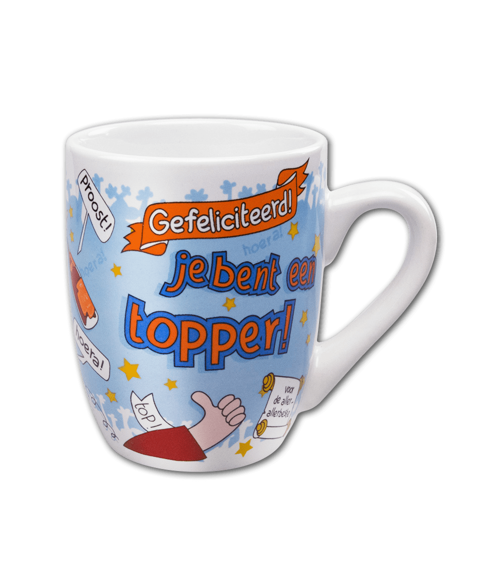 Mok Gefeliciteerd Topper 12cm
