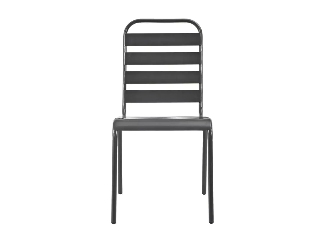 Chaises empilables de d'extérieur 2 pièces Acier Gris
