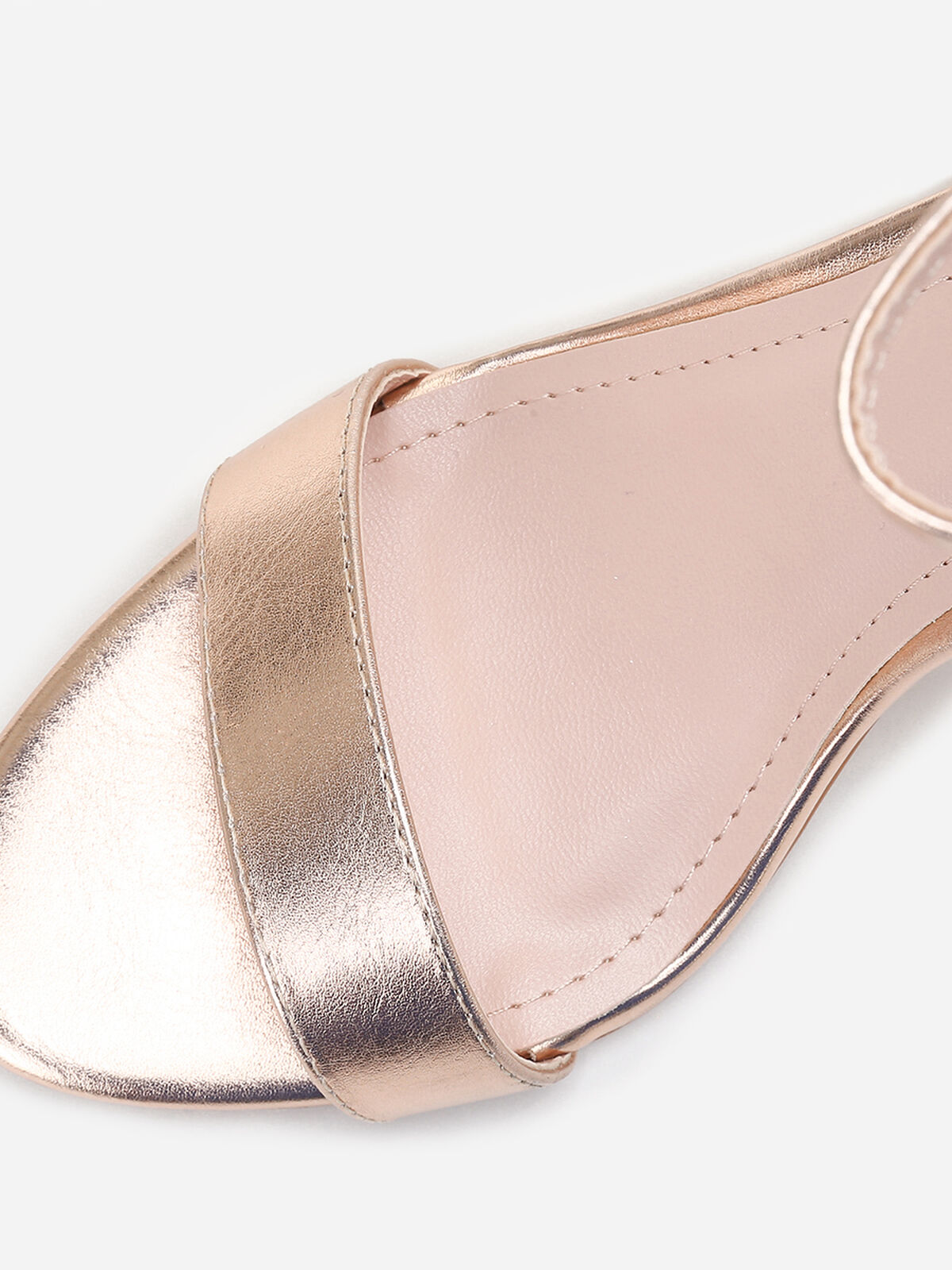 Sandales à bride et talon carrés- Doré rose