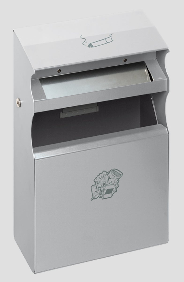 PROREGAL Vierkante Combinatie Asbak met Inlaatklep, 15 Liter, HxBxD 54 x 30 x 14 cm, Gegalvaniseerd Staal, Zilver