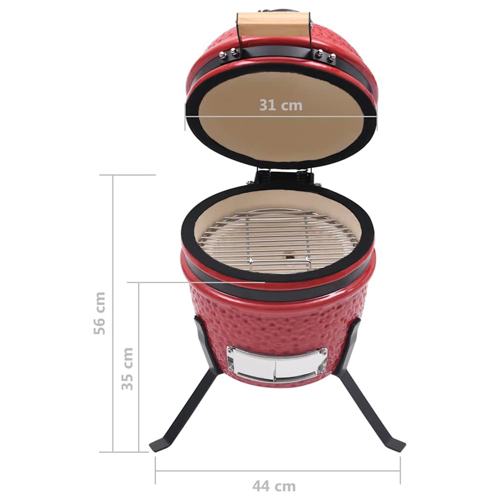 vidaXL Keramische Kamado Grill met Rookoven, 2-in-1, 56 cm, Rood