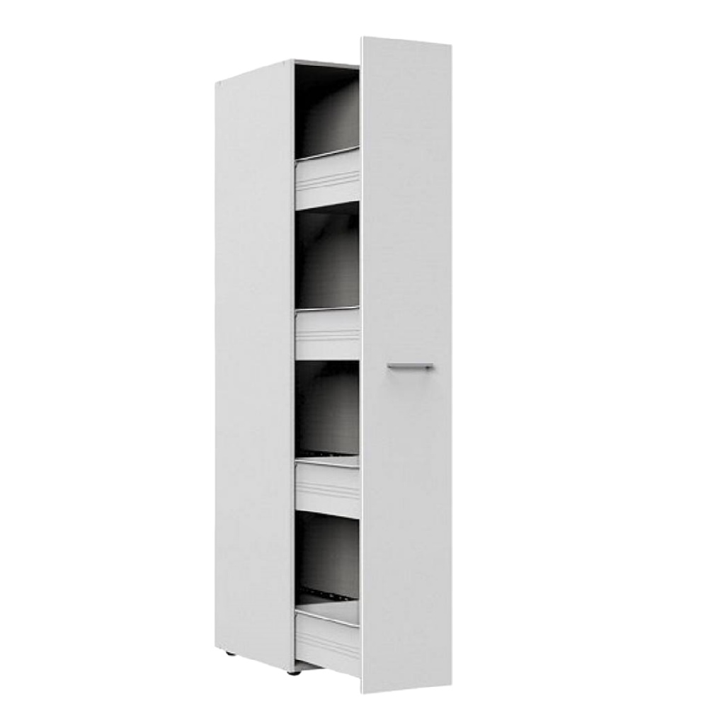 Armoire de rangement blanche avec étagères et tiroirs