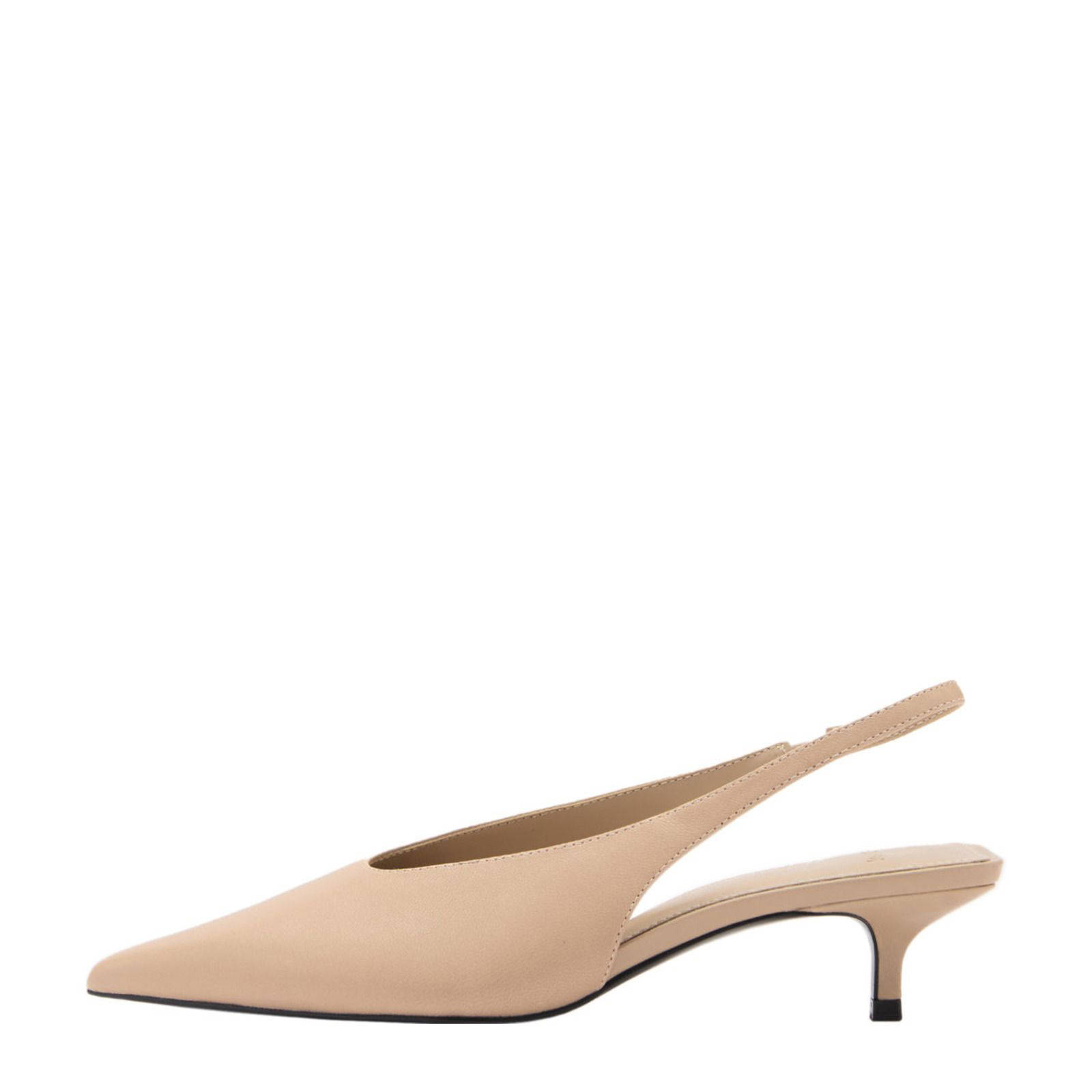 Mango leren slingback pumps beige