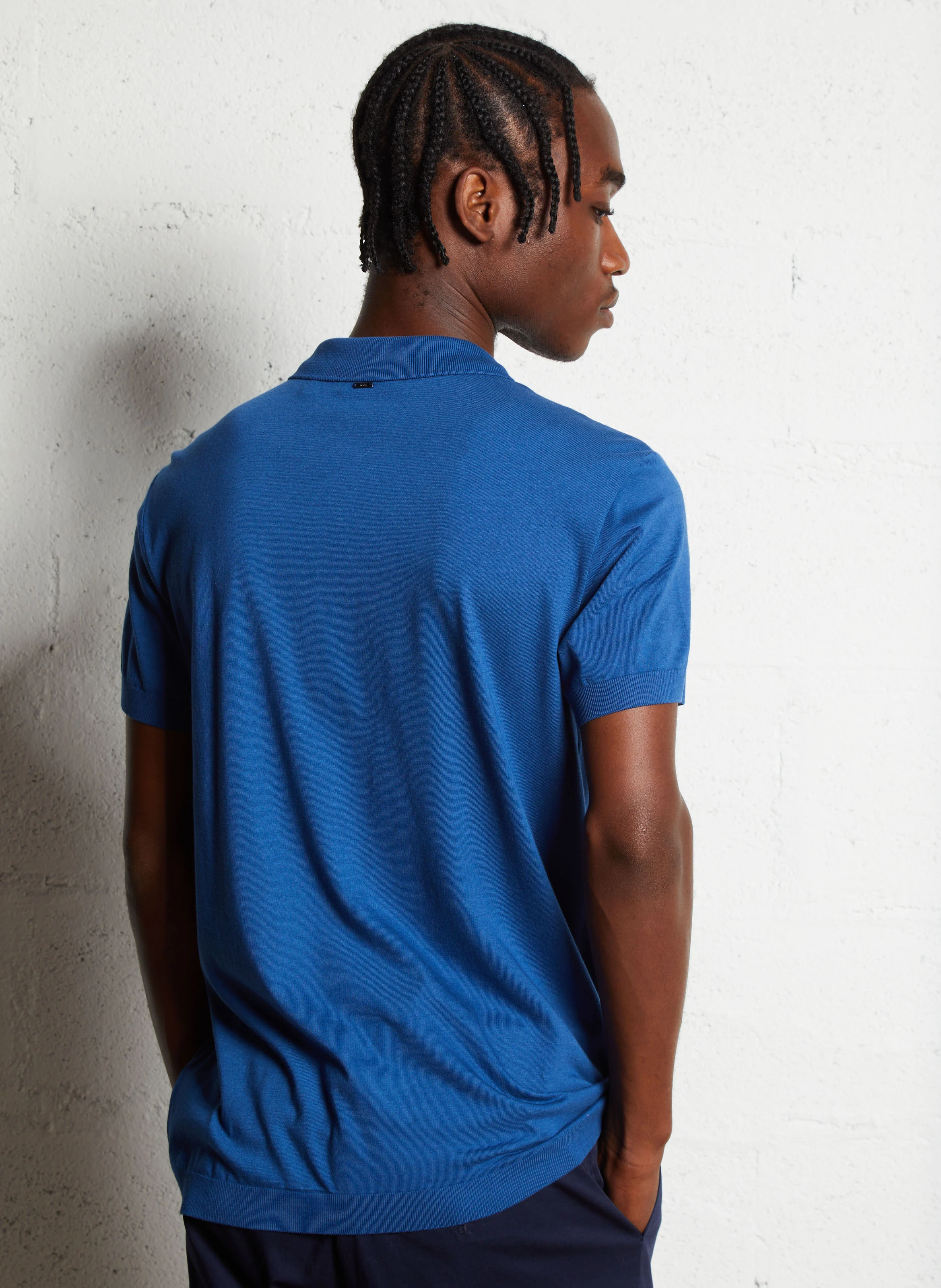 Polo regular-fit en coton mélangé | Bleu