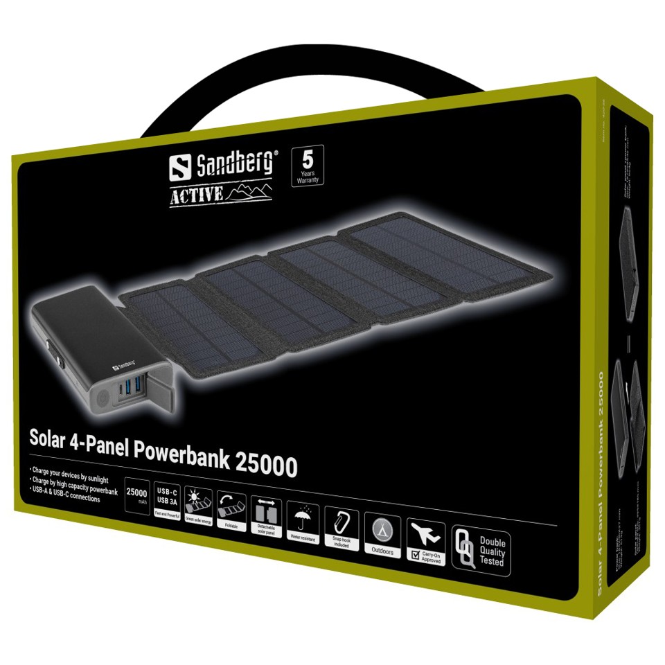 Sandberg - Solar 4-Panel Powerbank 25.000mAh