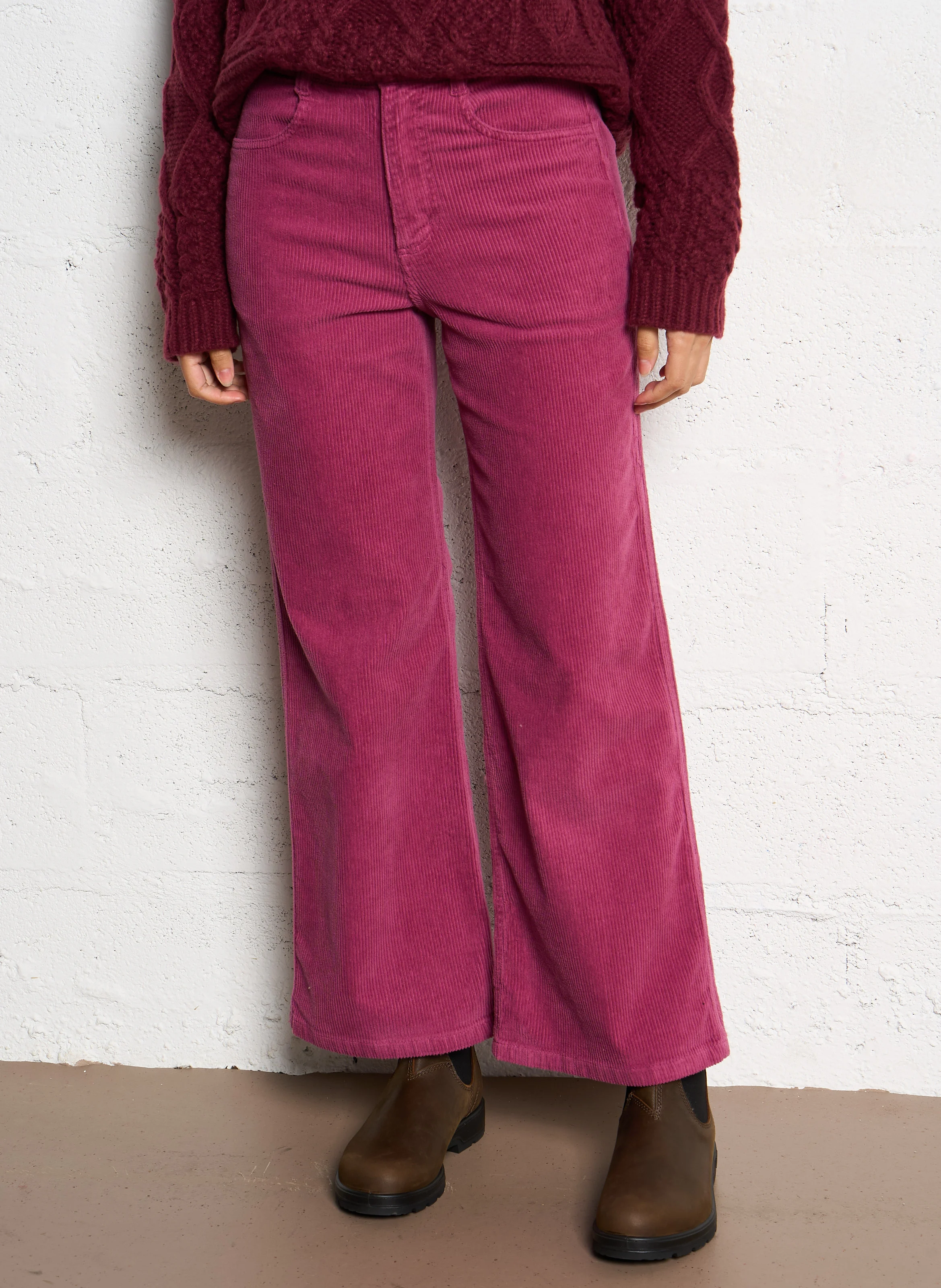 BE FREE - Pantalon slim en velours côtelé de coton | Violet