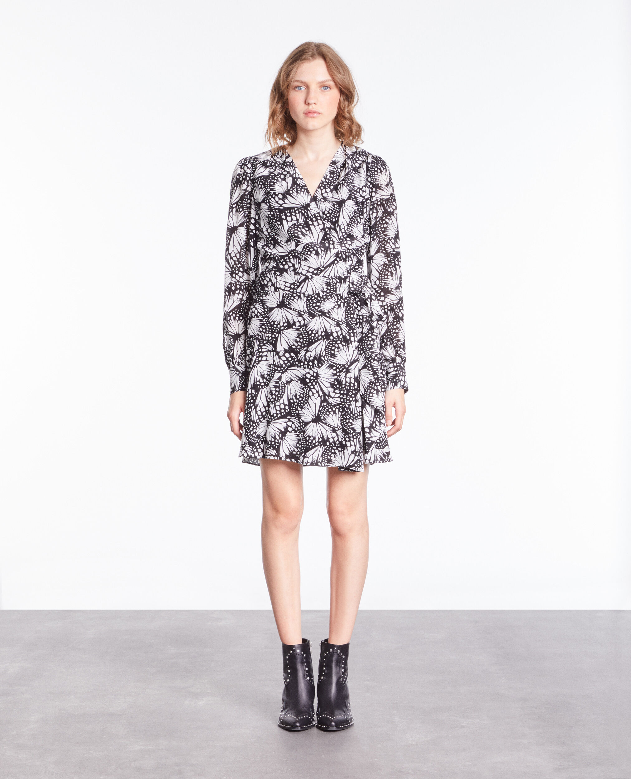 Robe portefeuille courte imprimée