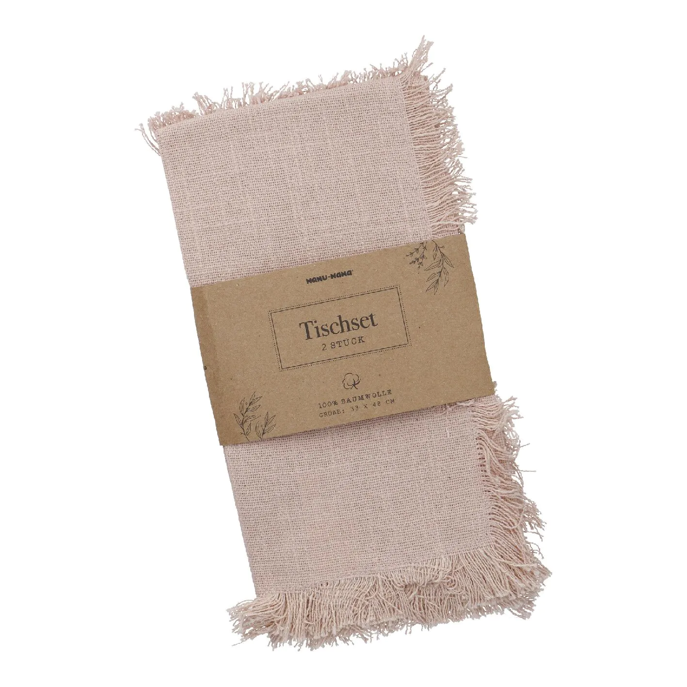 2er Set Platzset Fransen, rosa, 33 x 48 cm