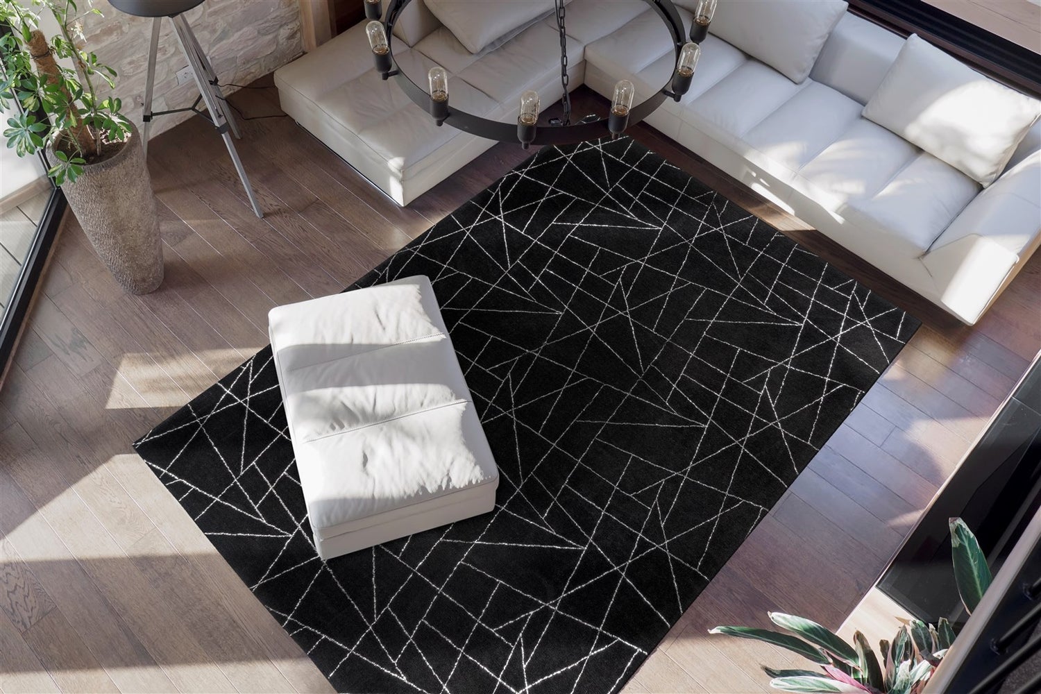 Kortpolig vloerkleed Majestique Zwart / Zilver Modern 80 x 150 cm