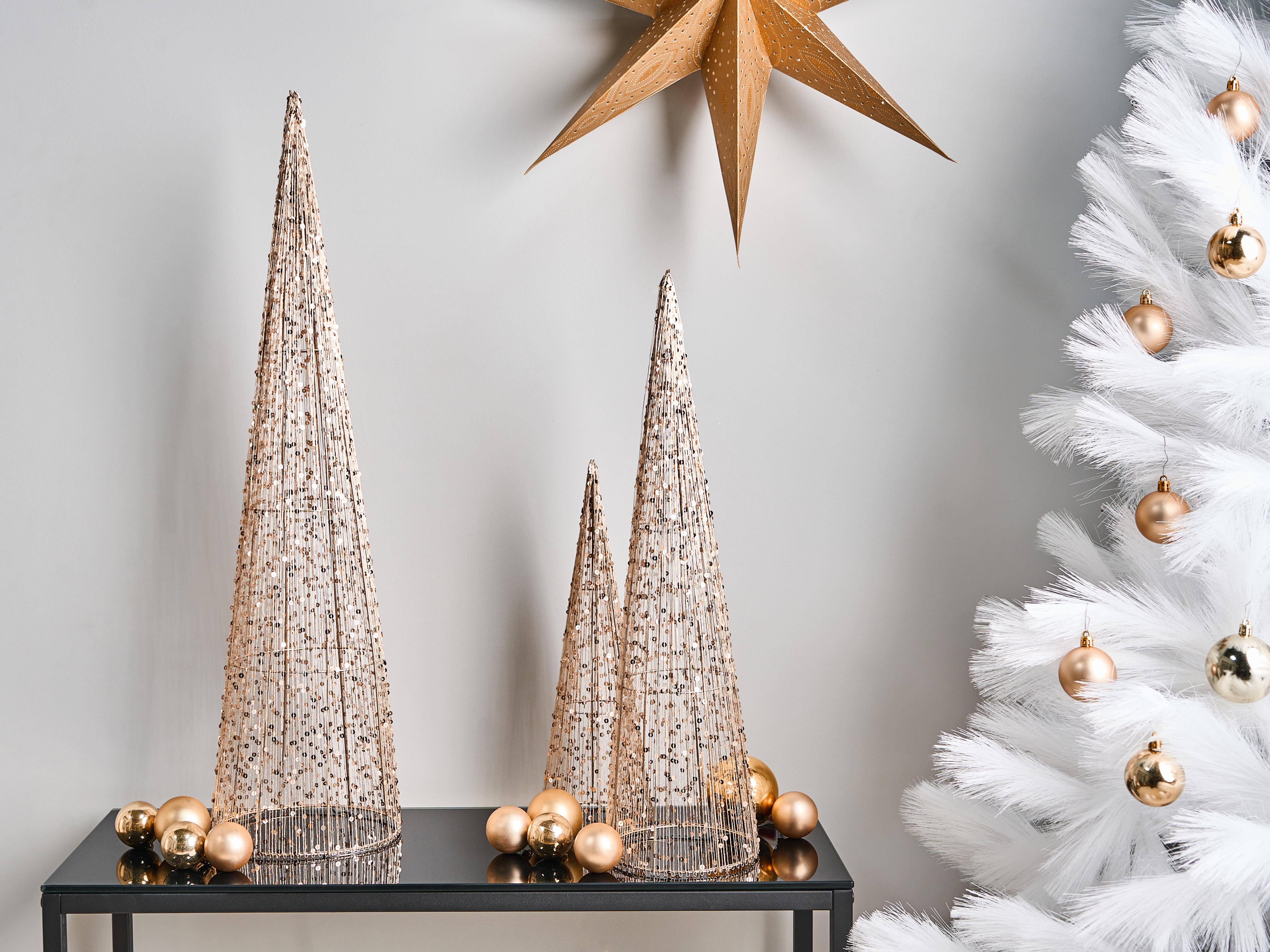 Set van 3 kerstdecoraties LED VEJLESO Kerstboom 40/60/80 cm Goud