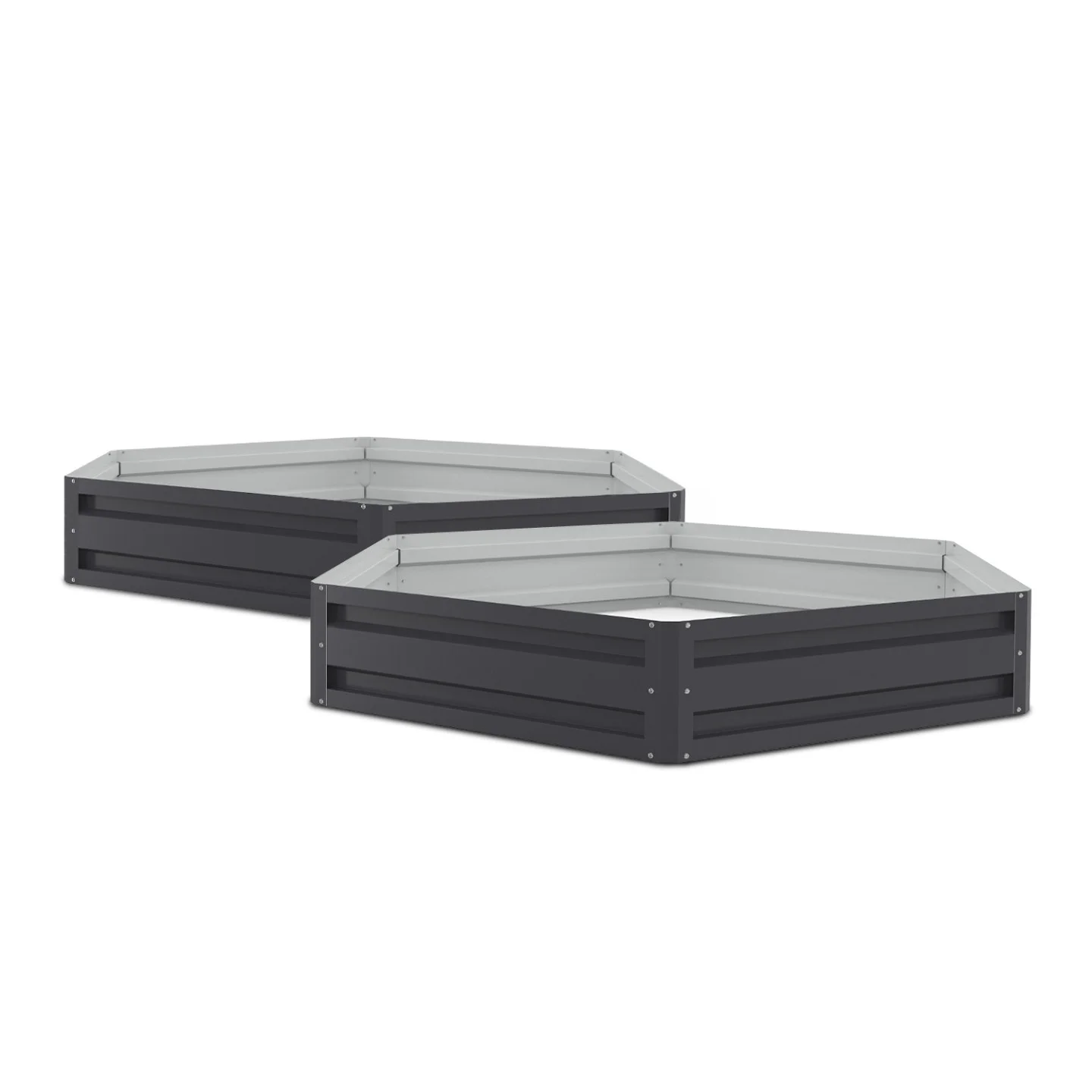 Lot de 2 carrés potager en métal châssis hexagonale 120 cm gris anthracite