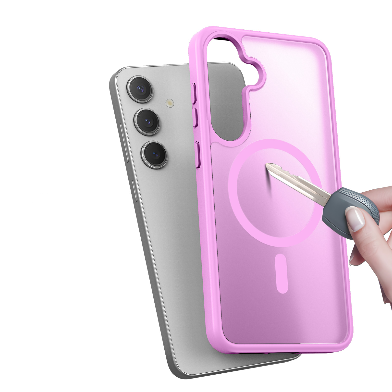 Samsung Galaxy S25 Hybrid Hardcase Hülle mit TPU Bumper MagSafe-Modul - Pink