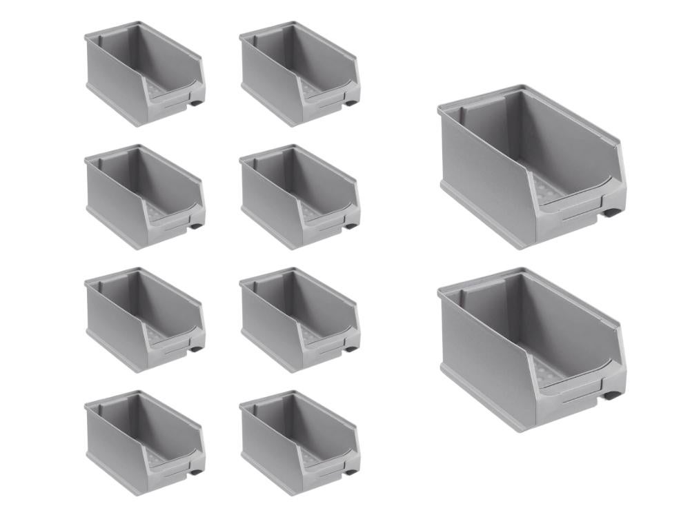 PROREGAL Value Pack 10 x Grijze Opbergdozen 3,0 HxBxD 12,5 x 14,5 x 23,5 cm 2,8 Liter Opbergdozen