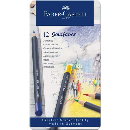 Faber-Castell Farbstifte mit permanenter Ölkreidemine Goldfaber, 12 Stück