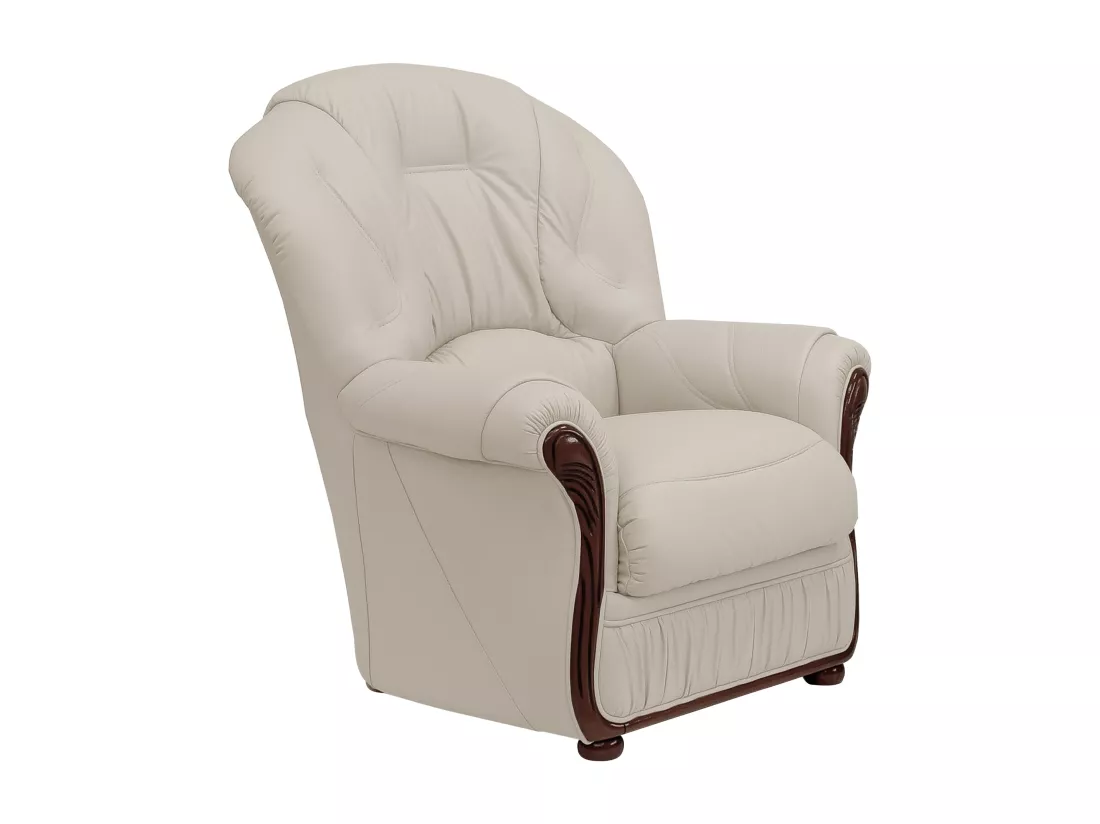 Canapé 3 places et fauteuil 100% cuir de buffle ivoire DAPHNE