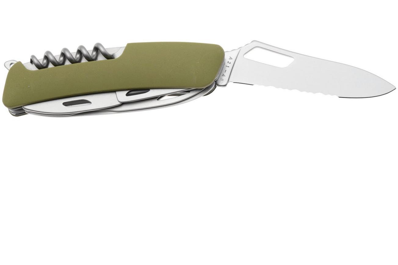 Swiza SH09 TR AM, KST.0136.1050, Olive, Zwitsers zakmes, partly serrated, 9 tools