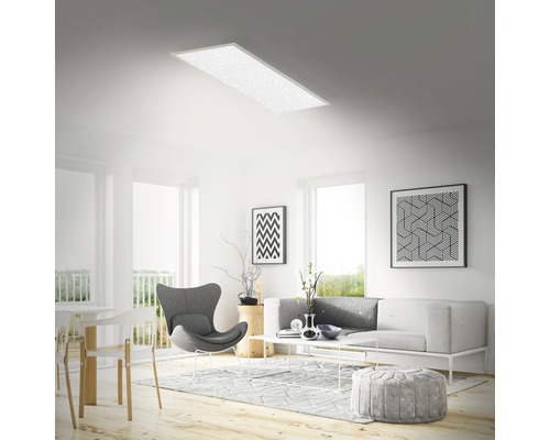 LED-paneel plafondlamp, dimbaar, 36W, 3800 lm, CCT 3000-6500 K, 119,5 x 29,5 cm, wit, met afstandsbediening en sterrenhemeleffect