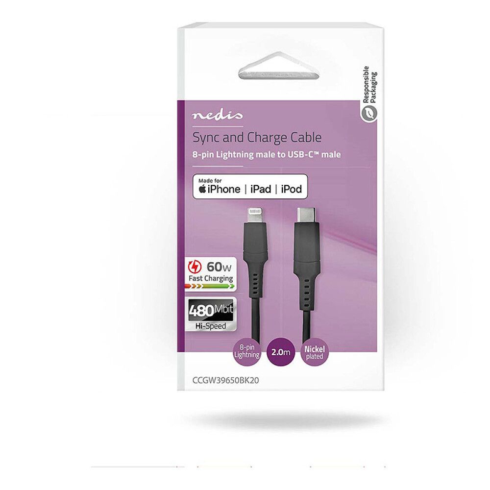 USB-KABEL NEDIS 2.0 APPLE LIGHTNING 2M