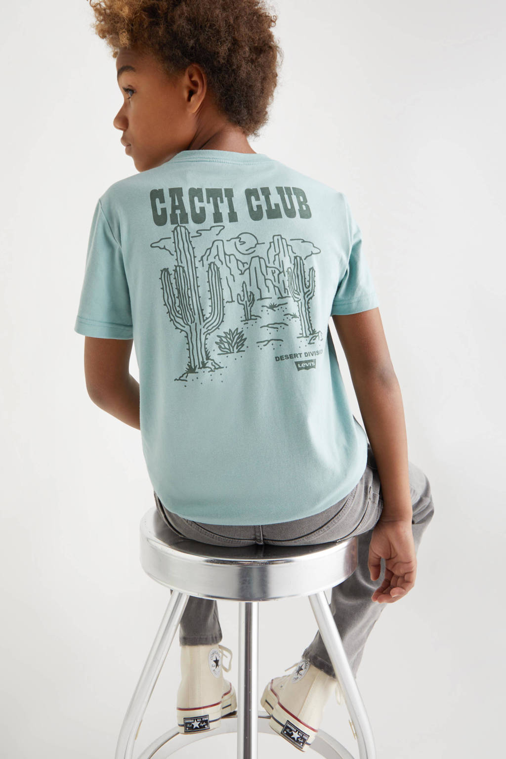 T-shirt met backprint blauwgroen