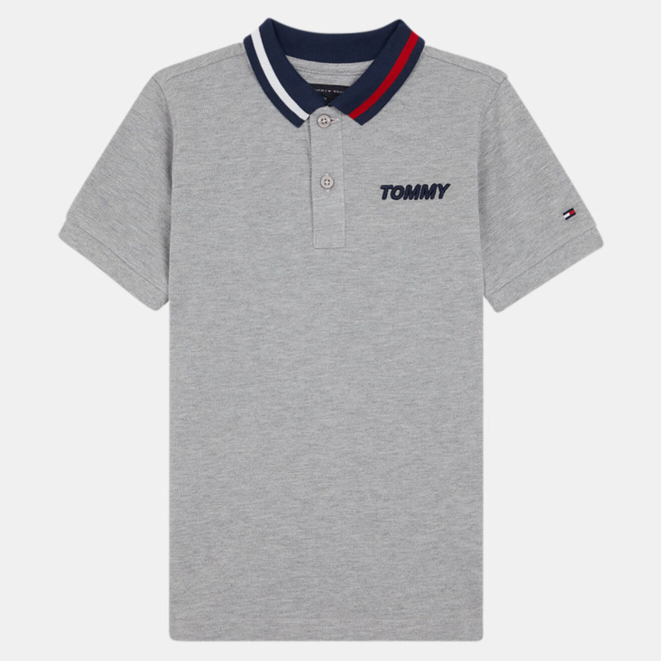 Tommy Hilfiger Polo en Coton biologique à col tricolore gris