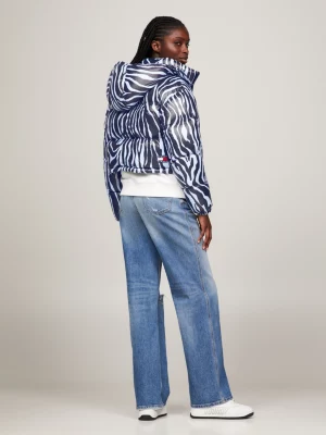 Jaqueta puffer cropped Zebra Alaska com enchimento reciclado de plumas