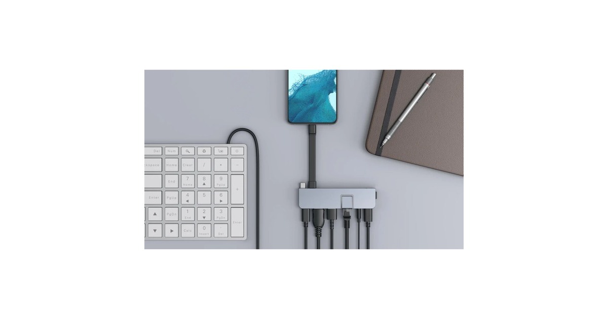 HyperHyperDrive DUO PRO 7-in-2 USB-C Hub dockingstation  (Grijs)