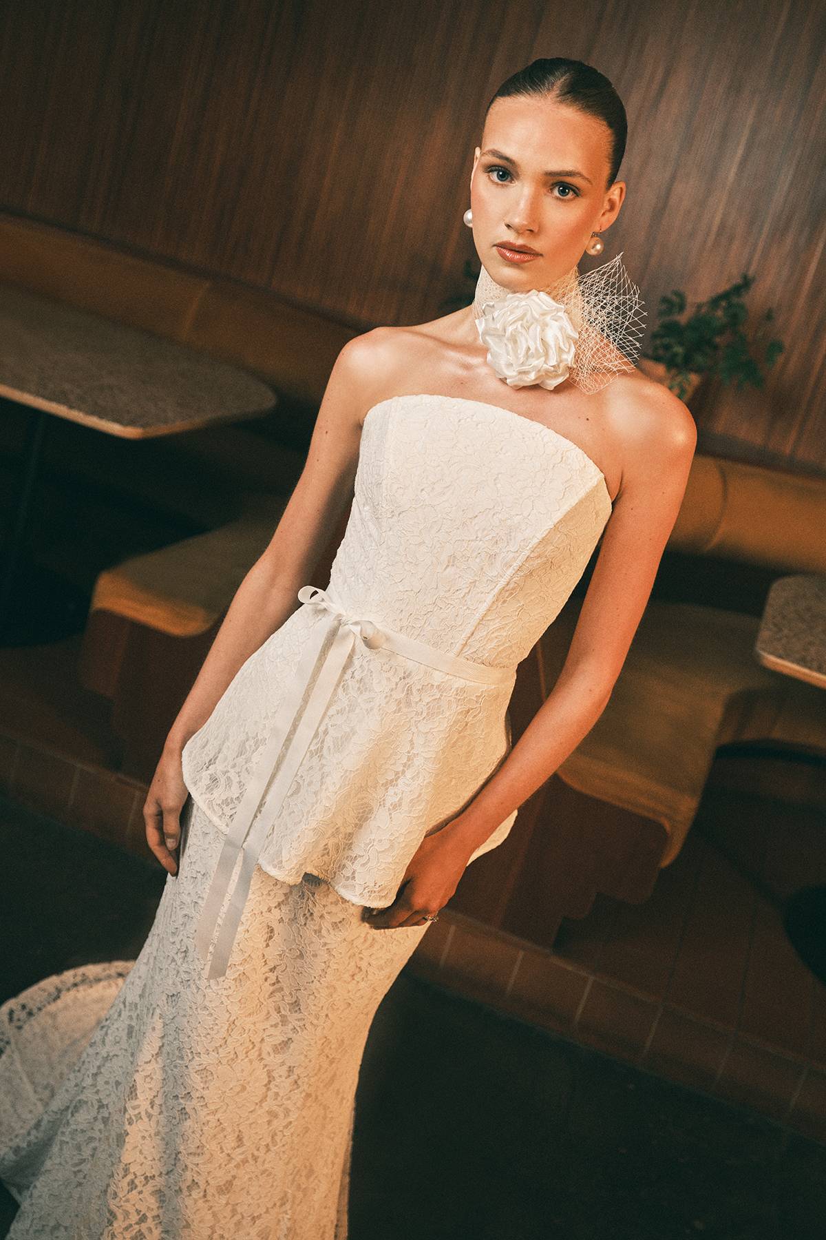 Coast Haut de Mariée Bandeau en Dentelle avec Basque