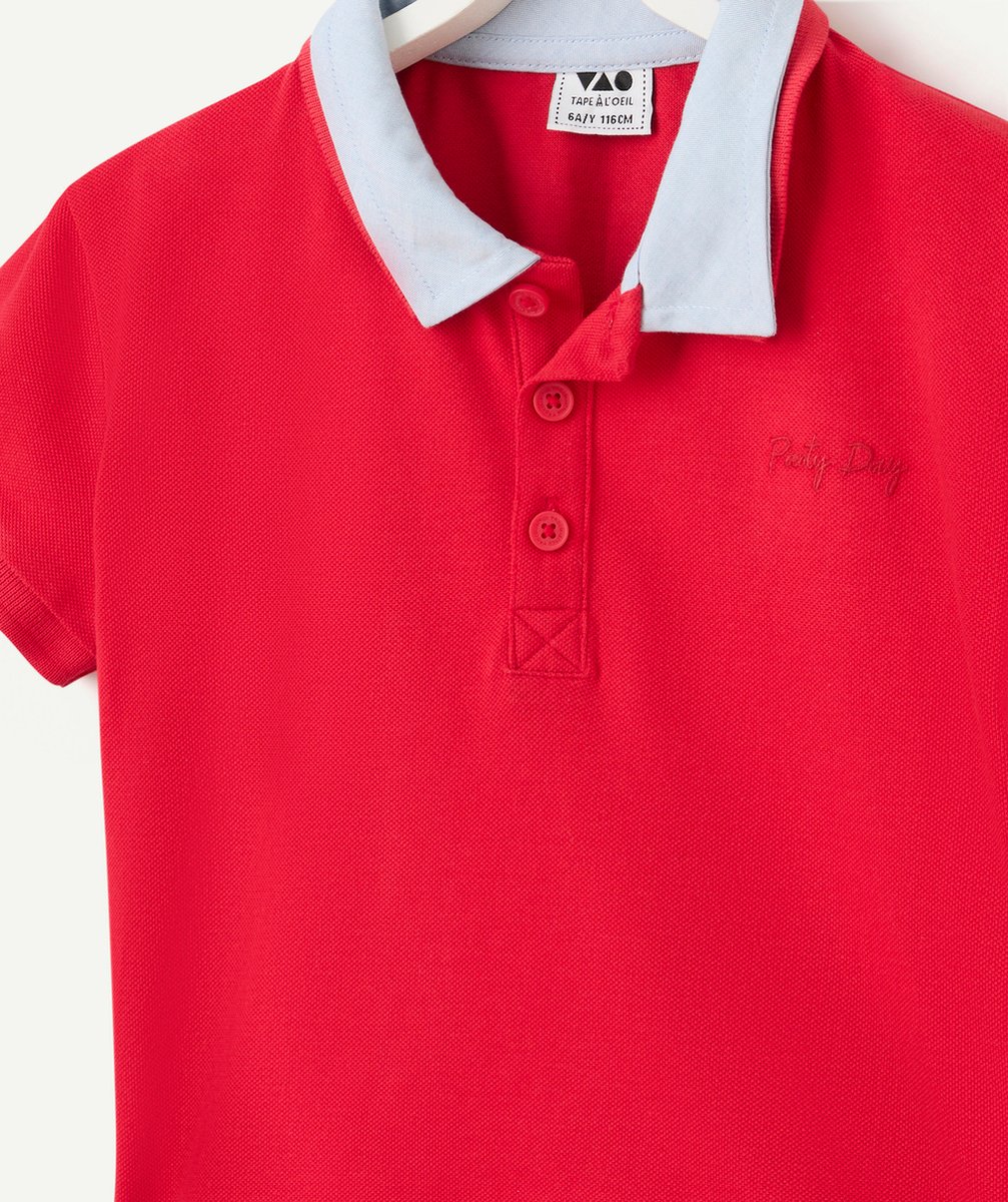polo manches courtes garçon en coton bio rouge et bleu