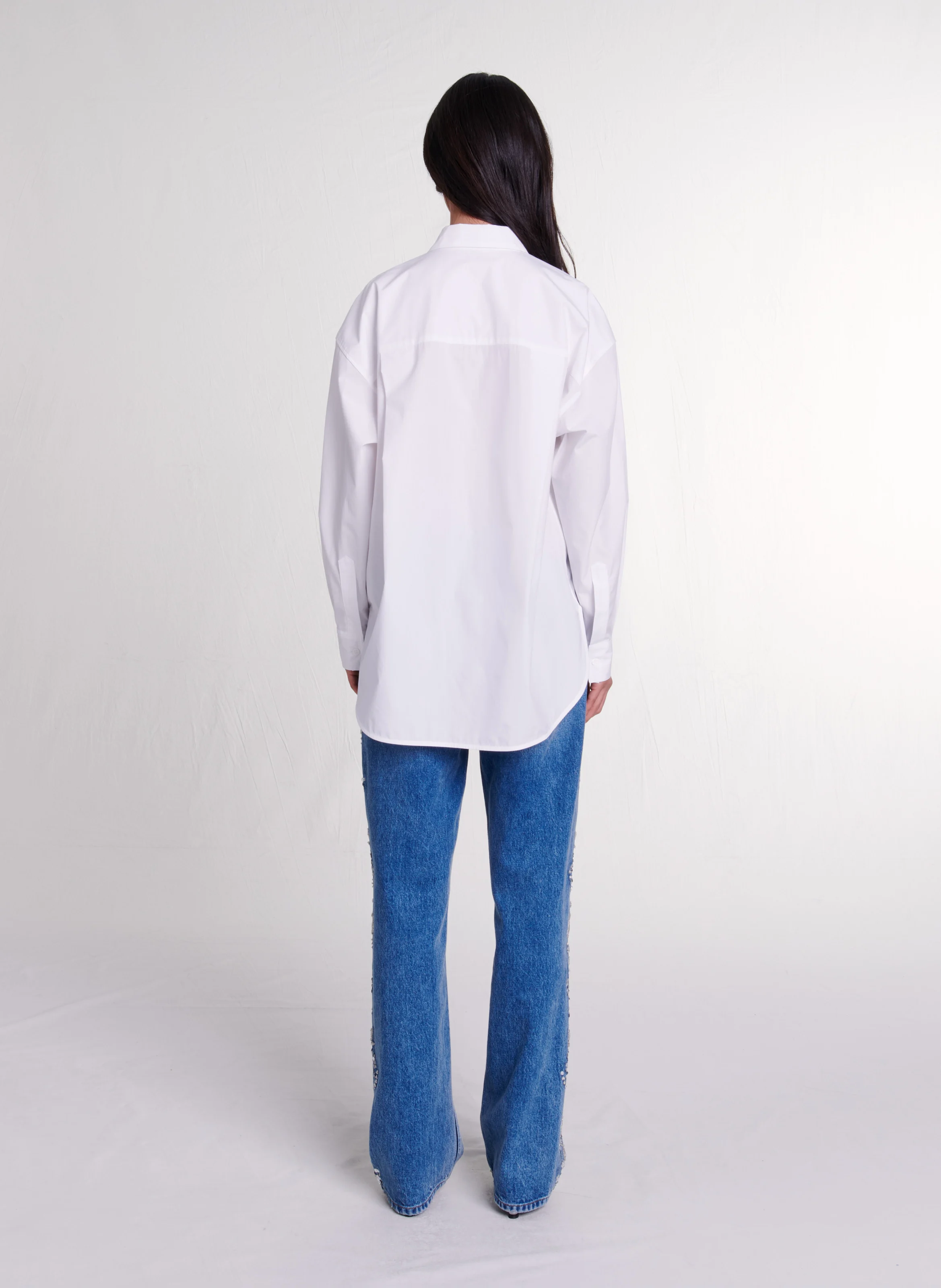 Chemise oversize col classique en coton | Blanc