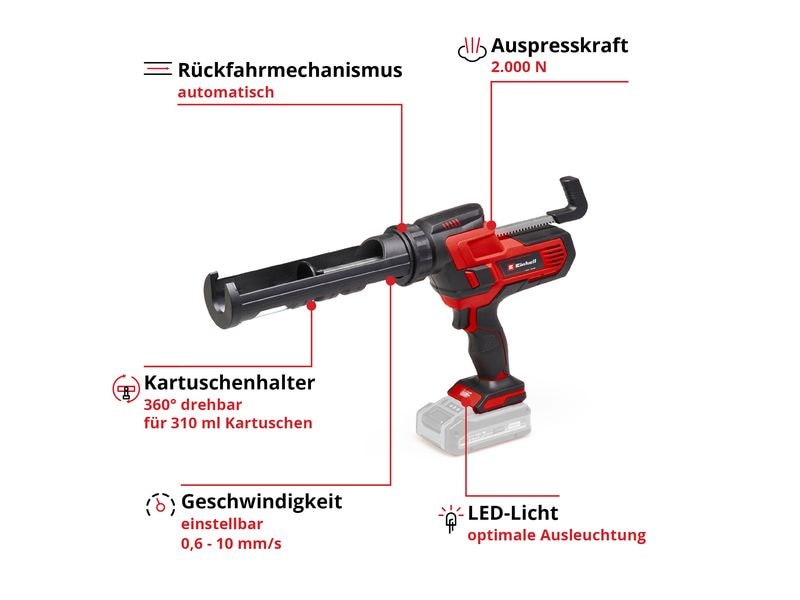 Einhell Akku-Kartuschenpistole TE-SG 18/10 Li Die ideale Ergänzung für Reparaturen und Renovierungsarbeiten